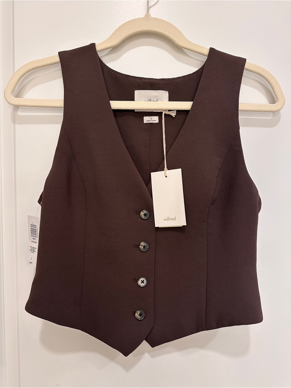 Aritzia Wilfred Stucco Vest in Rich Mocha Brown